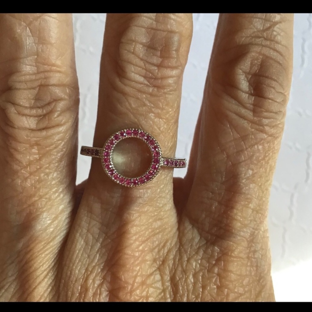 Sterling Silver Circle Ruby Ring Size 6 - image 3